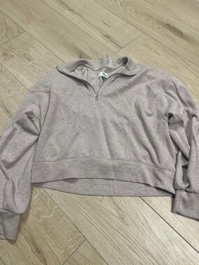 Anthropologie Cropped Half-Zip Sweater - Dusty taupe